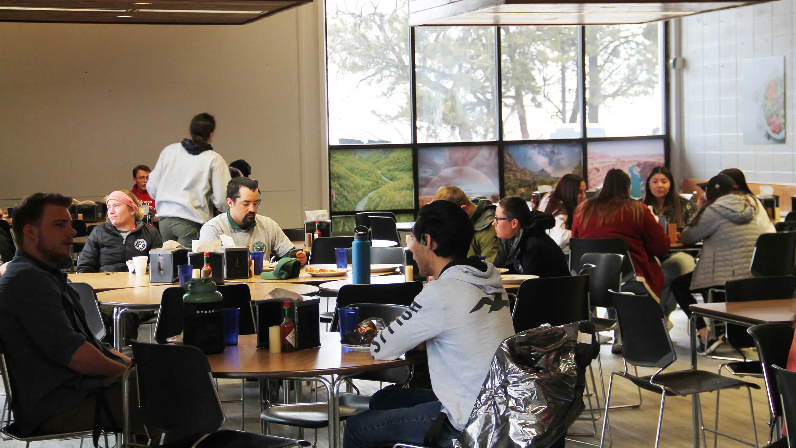 Students eating in dining hall